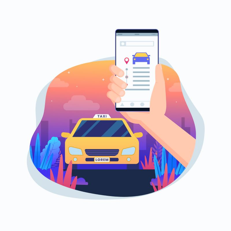 Mobile App connected to Taxi booking service